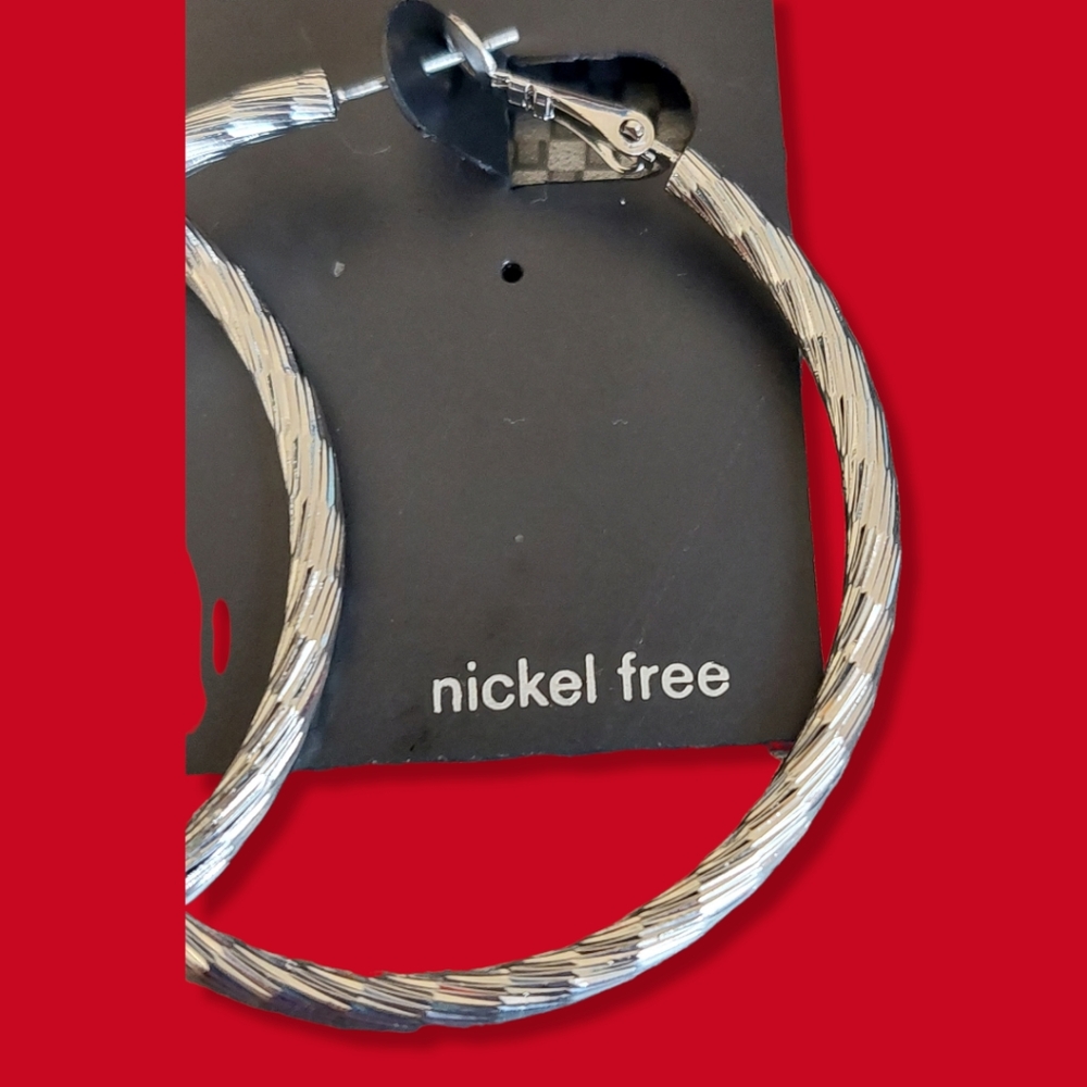 Lane Bryant Rope Silver Hoop Earrings